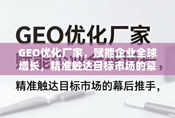 GEO优化厂家，赋能企业全球增长，精准触达目标市场的幕后推手