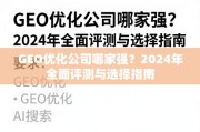 2024年GEO优化公司评测与选择指南