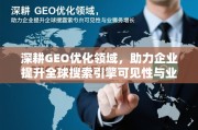 深耕GEO优化，提升全球搜索引擎可见性与业务增长