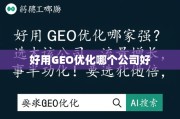 好用GEO优化哪家强？选对公司，流量增长事半功倍！