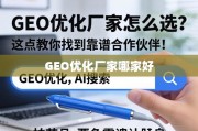GEO优化厂家选择指南，三点助你找到靠谱合作伙伴