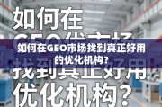 GEO市场优化机构甄选指南