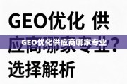 GEO优化供应商专业选择指南