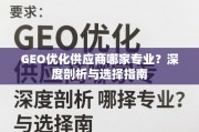 GEO优化供应商选择指南，专业剖析与避坑攻略