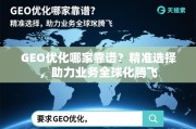 GEO优化，精准选择助力业务全球化腾飞