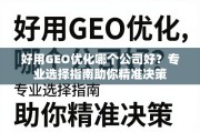 GEO优化公司选择指南，助你精准决策