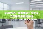 GEO优化厂家选哪家？专业实力与服务并重是关键
