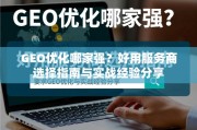 GEO优化哪家强？好用服务商选择指南与实战经验分享