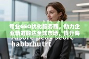 专业GEO优化，赋能企业精准触达全球，提升海外竞争力
