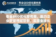 专业GEO优化服务商，助力企业突破地域限制，实现全球化增长
