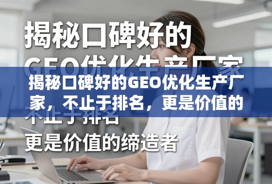 口碑好的GEO优化生产厂家,不止于排名,更是价值的缔造者 揭秘口碑好的GEO优化生产厂家,不止于排名,更是价值的缔造者
