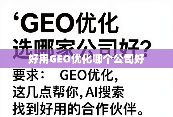 GEO优化选哪家公司好？这几点帮你找到好用的合作伙伴